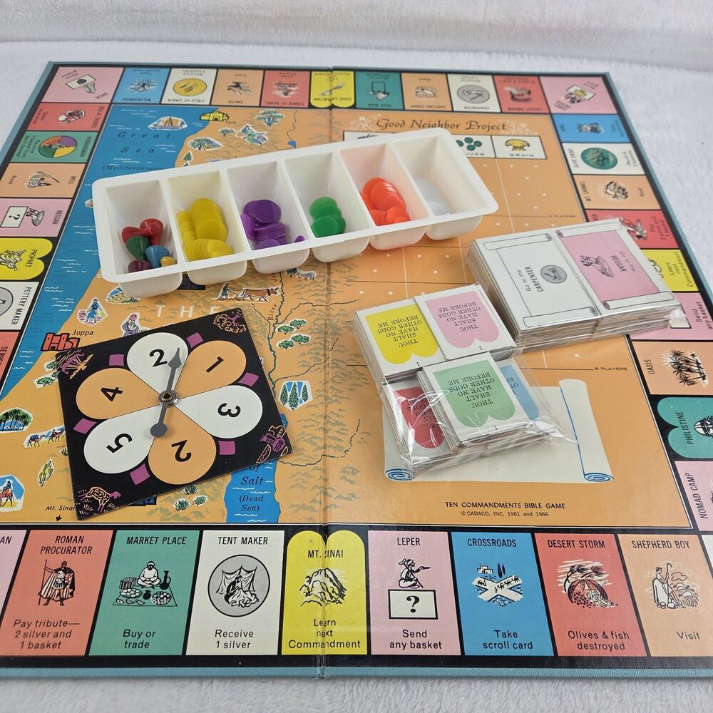 Vintage 1966 Ten Commandments Bible Game Cadaco No 263 Complete - Picture 6 of 12